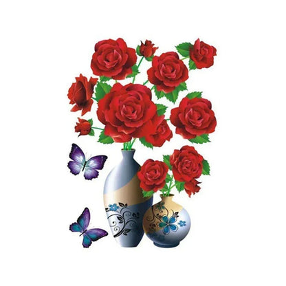 3d Flower Wall Tattoo Set - Diy Plant Vase