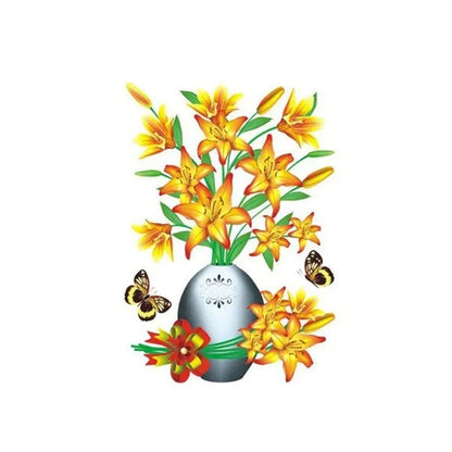 3d Flower Wall Tattoo Set - Diy Plant Vase