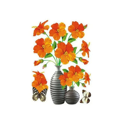 3d Flower Wall Tattoo Set - Diy Plant Vase